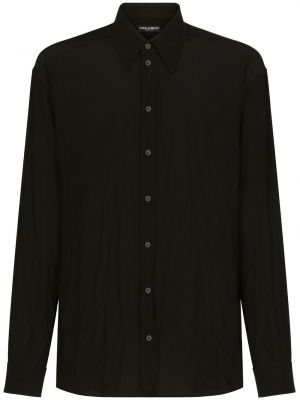 Svilena srajca z gumbi Dolce & Gabbana črna