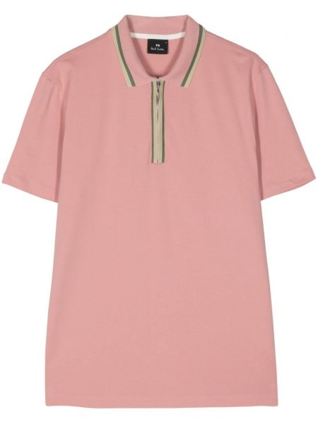 Svītrainas polo krekls ar rāvējslēdzēju Ps Paul Smith rozā