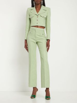Spodnie tweedowe Alessandra Rich zielone