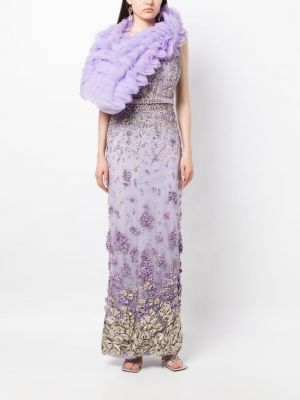 Sukienka wieczorowa z koralikami tiulowa Saiid Kobeisy fioletowa