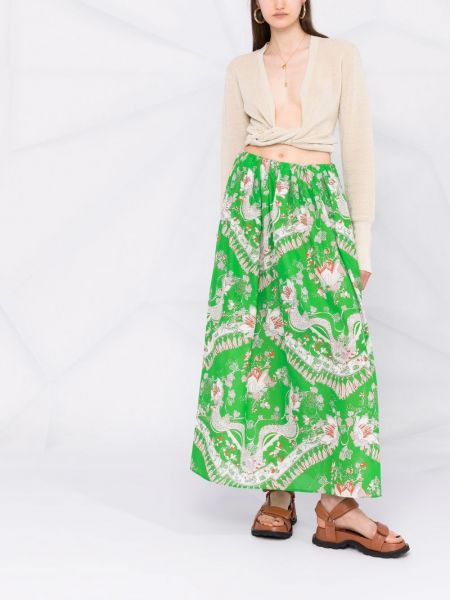Falda de cintura alta con estampado Emilio Pucci verde
