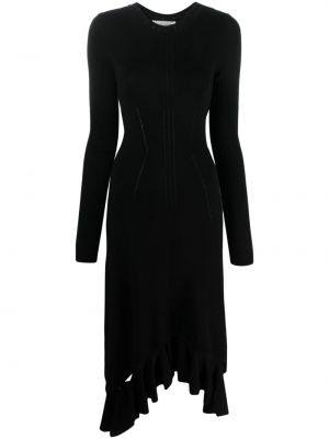 Midi šaty z merina Victoria Beckham čierna