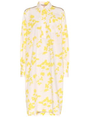Květinové bavlněné midi šaty Plan C žluté