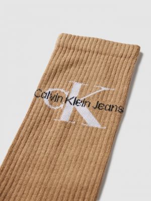 Носки с принтом Calvin Klein Jeans коричневые