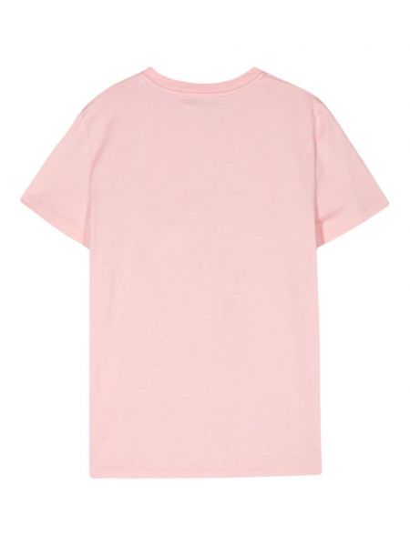 Koszulka bawełniana z nadrukiem Max Mara różowa
