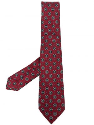 Cravată de mătase cu model floral Kiton roșu