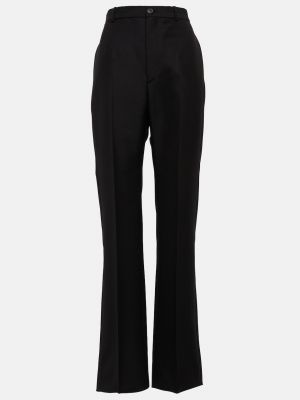 Шерстяные брюки с высокой талией Balenciaga черные
