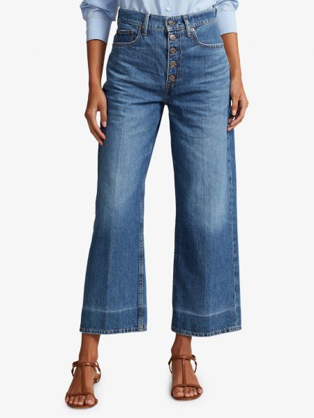Синие прямые джинсы с высокой талией Polo Ralph Lauren