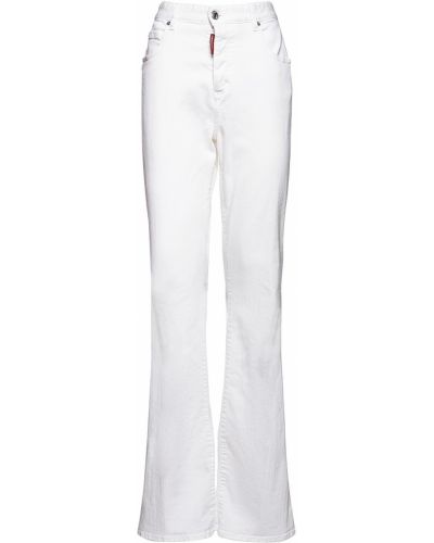 Bavlněné zvonové džíny s vysokým pasem Dsquared2 bílé