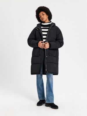 Kabát s kapucňou Sinsay čierna