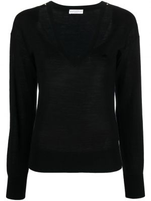 Вълнен пуловер с v-образно деколте Ballantyne черно