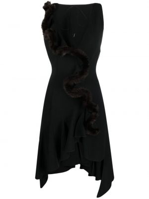 Асиметрична коктейлна рокля с качулка Coperni черно