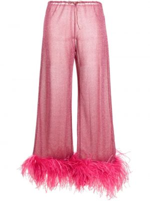 Pantaloni cu pene cu croială lejeră Oseree roz