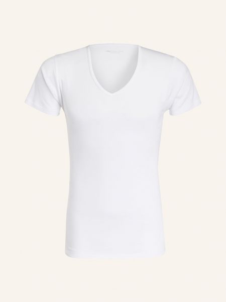 Koszulka bawełniana z dekoltem w serek casual Mey biała