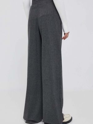Vlněné kalhoty s vysokým pasem Emporio Armani šedé