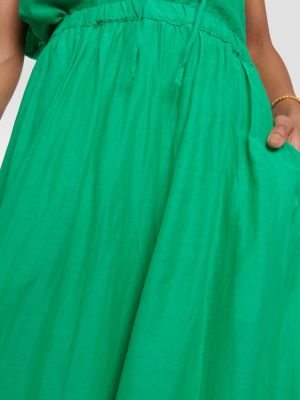 Βαμβακερή βελούδινη μεταξωτή maxi φούστα Velvet πράσινο