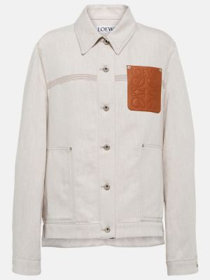 Bavlnená ľanová džínsová bunda Loewe biela