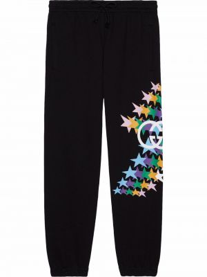 Pantaloni sport cu imagine cu stele Gucci negru