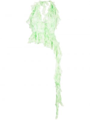 Копринена вратовръзка с волани с tie-dye ефект Alessandra Rich зелено