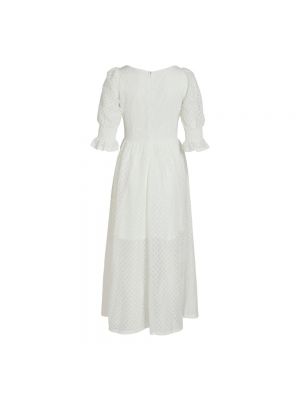 Sukienka długa z dekoltem w serek z krótkim rękawem Vila biała
