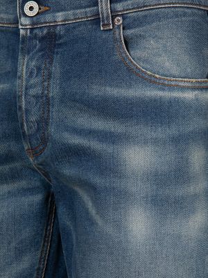 Puuvillased slim fit kitsa lõikega teksapüksid Balmain sinine