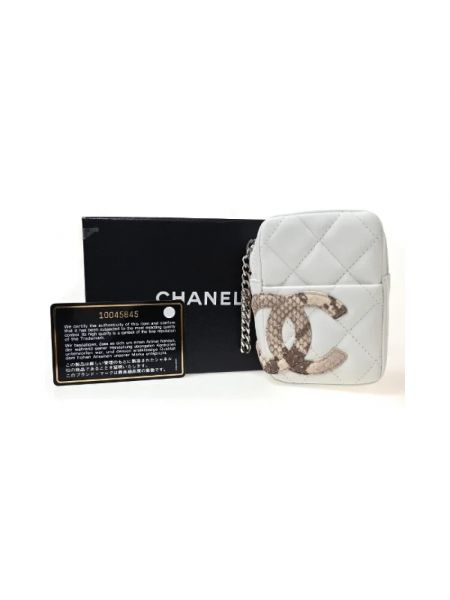 Bolso clutch de cuero retro Chanel Vintage blanco