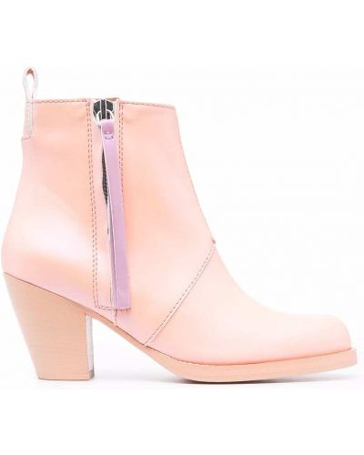 Кожаные ботинки на каблуке Acne Studios, розовый