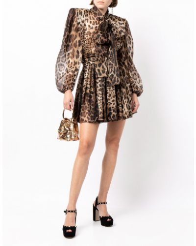 Vestido de cóctel con estampado leopardo Dolce & Gabbana