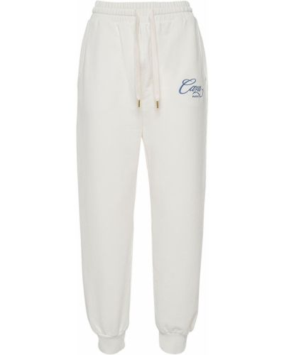 Bavlnené teplákové nohavice s výšivkou Casablanca biela