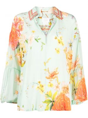 Bluza s cvetličnim vzorcem s potiskom Camilla zelena