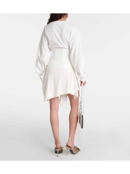 Ασύμμετρη βαμβακερή φόρεμα από ζέρσεϋ Acne Studios λευκό