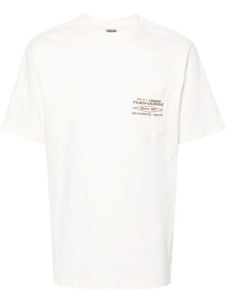 Medvilninis siuvinėtas marškinėliai Filson balta