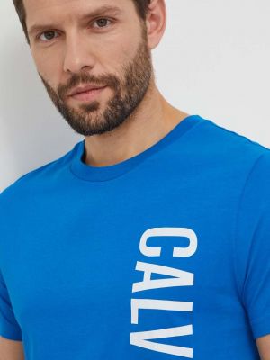 Тениска с дълъг ръкав с принт Calvin Klein синьо