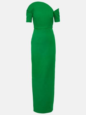 Hedvábné vlněné dlouhé šaty Roland Mouret zelené