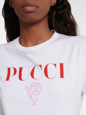 Bavlněné tričko jersey Pucci bílé