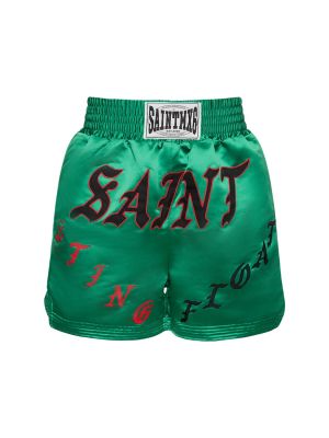 Pantaloni scurți cu imagine Saint Michael verde
