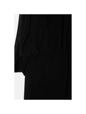 Vestido largo sin mangas drapeado Saint Laurent negro
