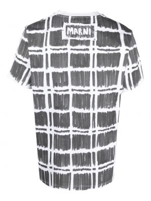 T-shirt en coton à carreaux à imprimé Marni