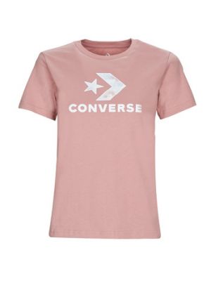 T-shirt a fiori con motivo a stelle Converse rosa
