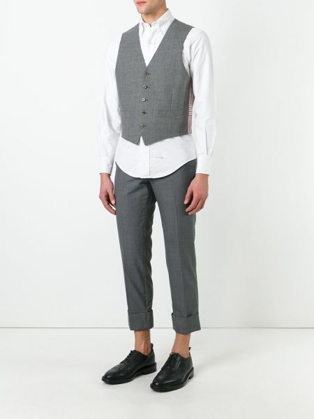 Chaleco a rayas Thom Browne gris