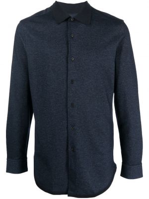 Πουπουλένιο πουκάμισο με κουμπιά από ζέρσεϋ Brioni μπλε