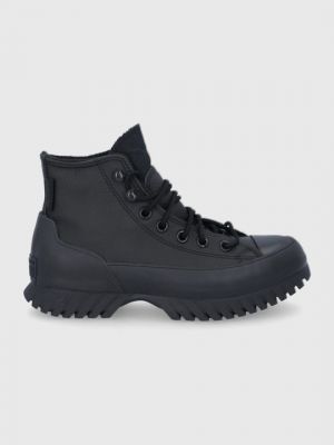 Кожаные туфли со звездочками Converse черные