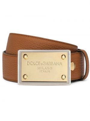 Iš natūralios odos diržas Dolce & Gabbana ruda