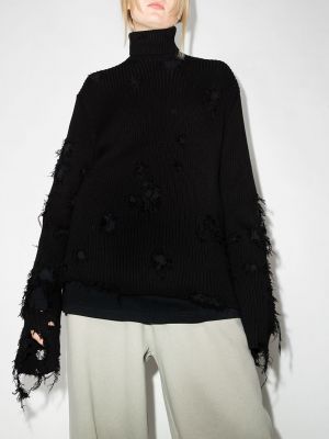 Sweter z dziurami Balenciaga czarny