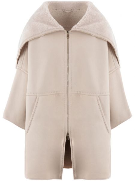 Δερμάτινο παλτό με φερμουάρ Max Mara λευκό