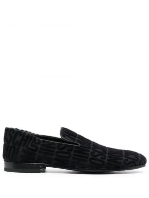 Pantofi loafer din piele din jacard Moschino negru