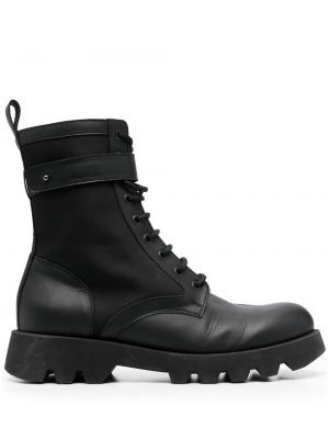 Čipkované kožené šnurovacie členkové topánky Karl Lagerfeld čierna