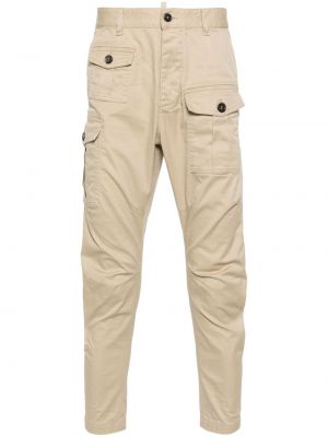 Medvilninės „cargo“ stiliaus kelnės su kišenėmis Dsquared2 smėlinė