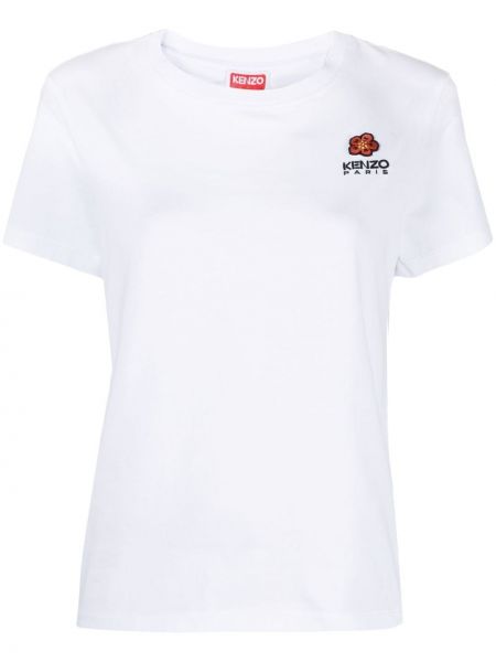 T-shirt di cotone a fiori Kenzo bianco