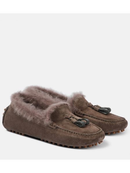 Loafers i mocka Brunello Cucinelli grå